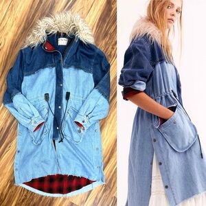 New Free People Days To Come Denim Parka Jacket Coat